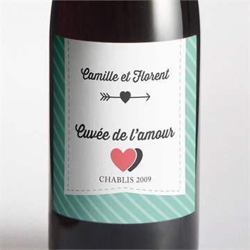 Etiquette de bouteille mariage coeurs roses photo