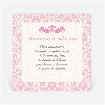 Carton d'invitation mariage motifs baroques