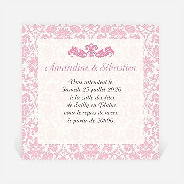 Carton d'invitation mariage motifs baroques