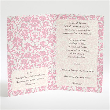 Menu mariage motifs baroques - Menu ouvert