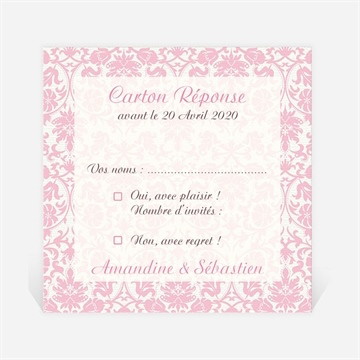 Carton réponse mariage motifs baroques