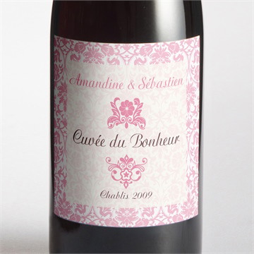 Etiquette de bouteille mariage motifs baroques
