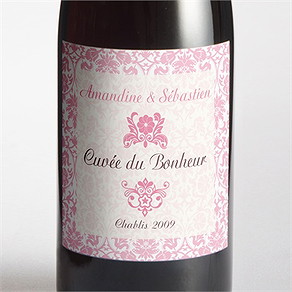 Etiquette de bouteille mariage motifs baroques
