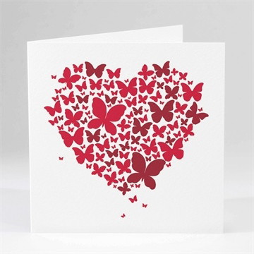 Faire-part mariage papillons en coeur photomaton