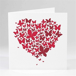 Faire-part mariage papillons en coeur