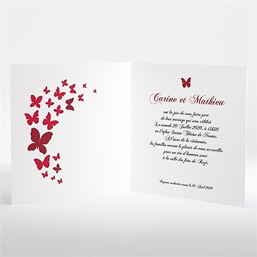 Faire-part mariage papillons en coeur - Intérieur du faire-part
