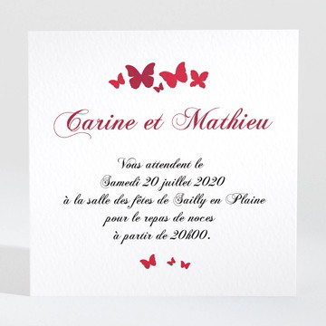 Carton d'invitation mariage papillons en coeur photomaton