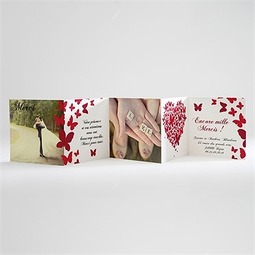 Remerciement mariage papillons en coeur - Intérieur du carton de remerciement