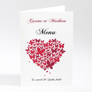 Menu mariage papillons en coeur photomaton