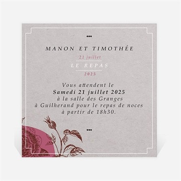 Carton d'invitation mariage gravure originale tendance