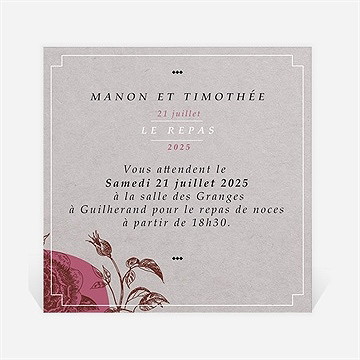 Carton d'invitation mariage gravure originale tendance