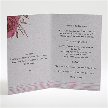 Menu mariage gravure originale tendance - Menu ouvert