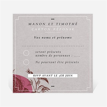 Carton réponse mariage gravure originale tendance