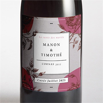 Etiquette de bouteille mariage gravure originale tendance