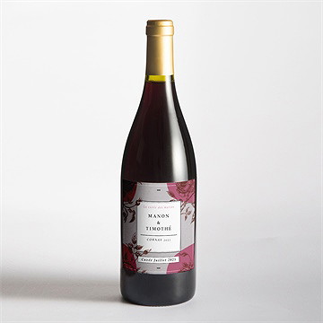 Etiquette de bouteille mariage gravure originale tendance - Mise en situation