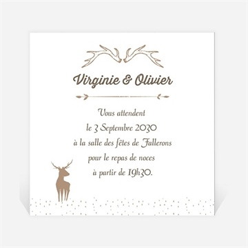 Carton d'invitation mariage le cerf