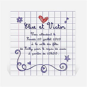 Carton d'invitation mariage les écoliers