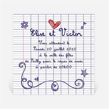 Carton d'invitation mariage les écoliers