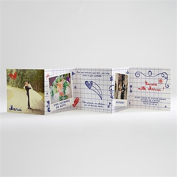 Remerciement mariage les écoliers - Intérieur du carton de remerciement