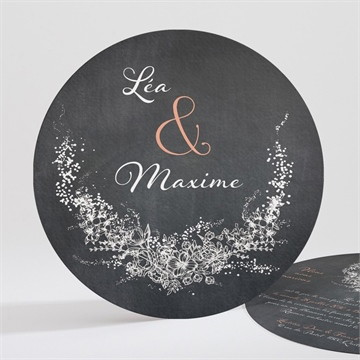Faire-part mariage ardoise ronde