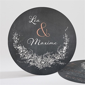 Faire-part mariage ardoise ronde