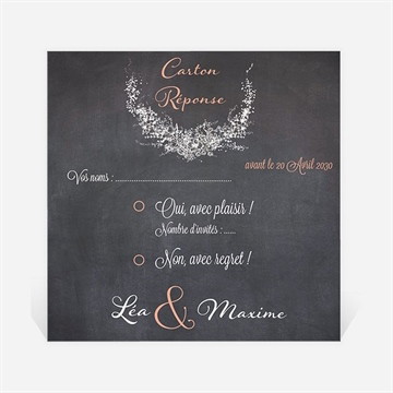 Carton réponse mariage ardoise ronde