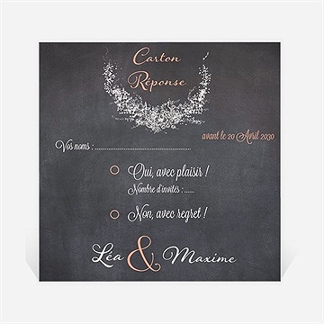 Carton réponse mariage ardoise ronde