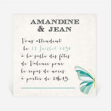 Carton d'invitation mariage papillon original