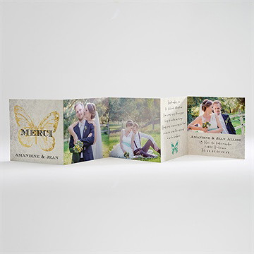Remerciement mariage papillon original - Carte ouverte