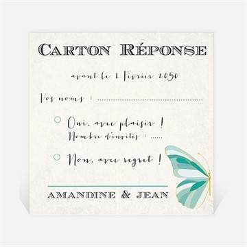 Carton réponse mariage papillon original