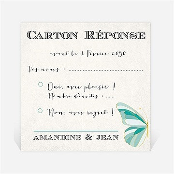 Carton réponse mariage papillon original