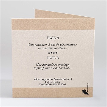 Faire-part mariage notre mélodie - Dos du faire-part