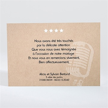 Remerciement mariage notre mélodie - Dos de la carte