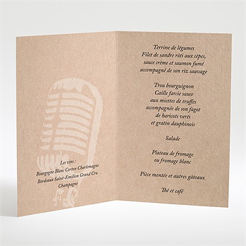 Menu mariage notre mélodie - Menu ouvert