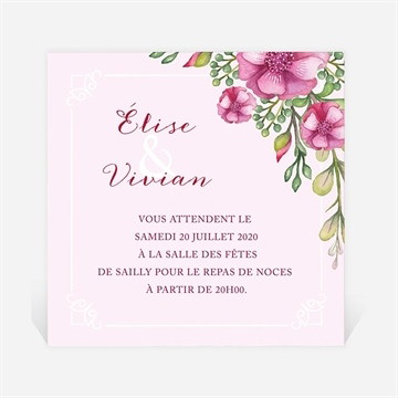 Carton d'invitation mariage belle romance