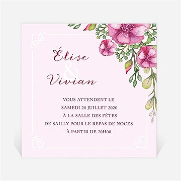 Carton d'invitation mariage belle romance