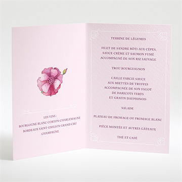 Menu mariage belle romance - Menu ouvert