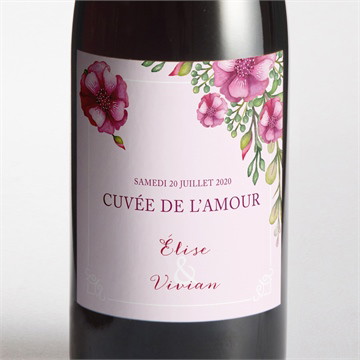 Etiquette de bouteille mariage belle romance