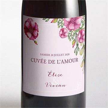 Etiquette de bouteille mariage belle romance