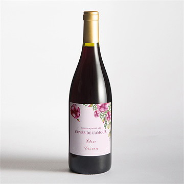 Etiquette de bouteille mariage belle romance - Mise en situation