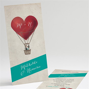 Faire-part mariage mongolfiere vintage