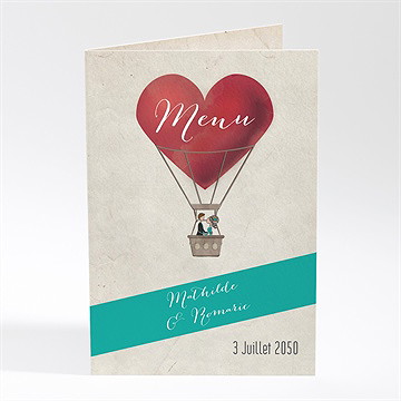 Menu mariage mongolfiere vintage