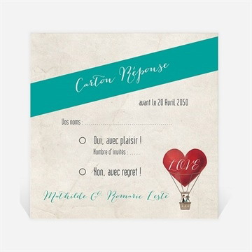 Carton réponse mariage mongolfiere vintage