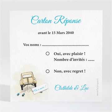 Carton réponse mariage la 2cv du bonheur