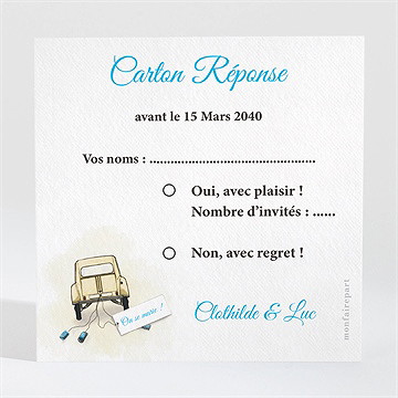 Carton réponse mariage la 2cv du bonheur