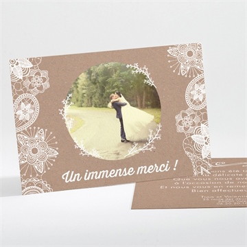 Remerciement mariage kraft dentelle blanche