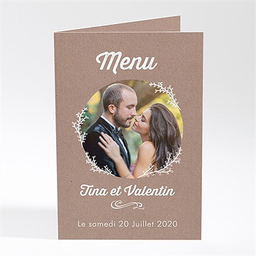 Menu mariage kraft dentelle blanche