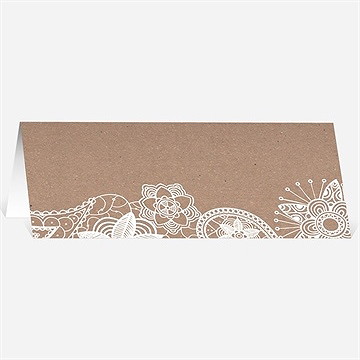 Marque-place mariage kraft dentelle blanche