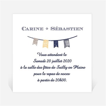 Carton d'invitation mariage avec fanions