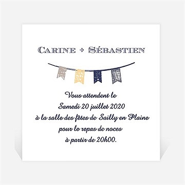 Carton d'invitation mariage avec fanions